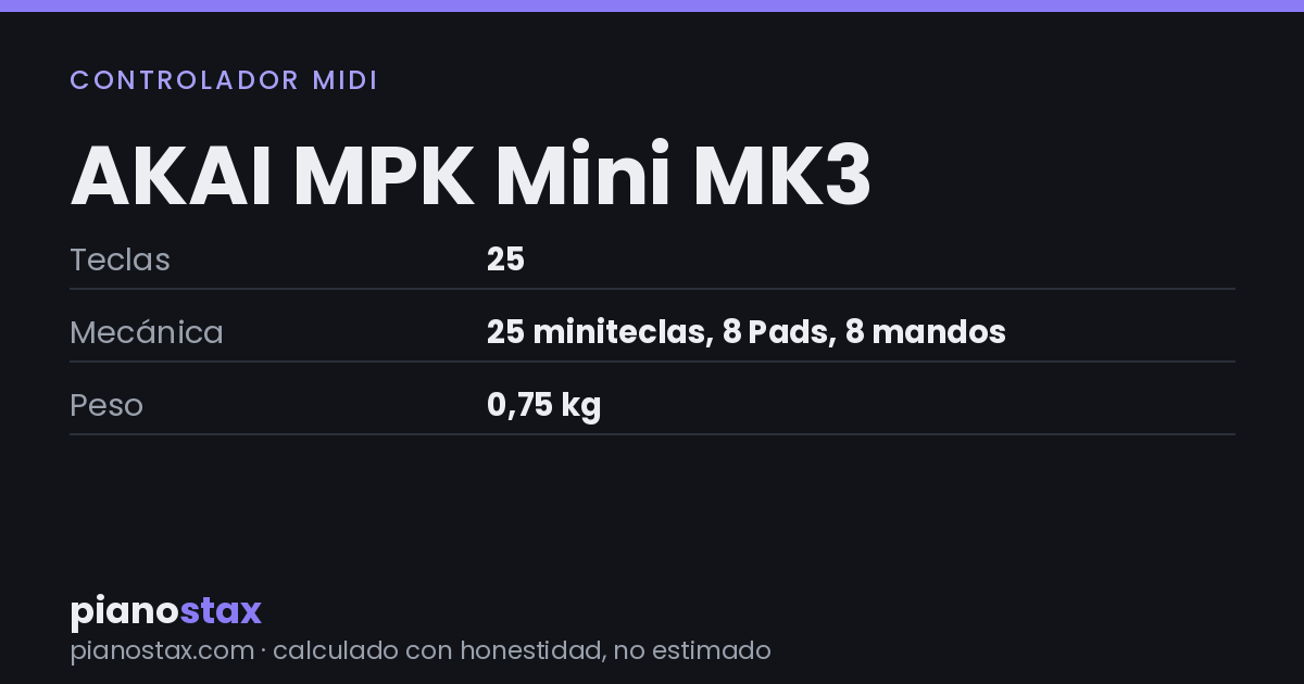 AKAI MPK Mini MK3 – datos técnicos de un vistazo
