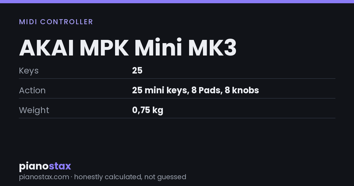 AKAI MPK Mini MK3 – key specs at a glance