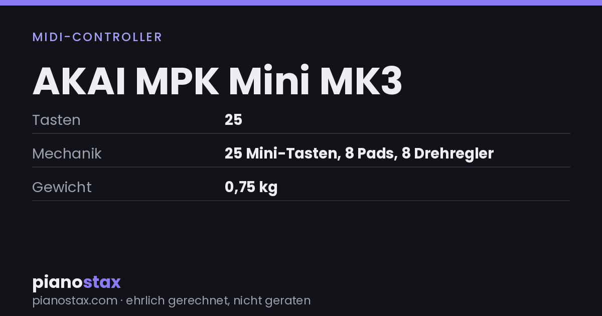 AKAI MPK Mini MK3 – technische Daten im Überblick