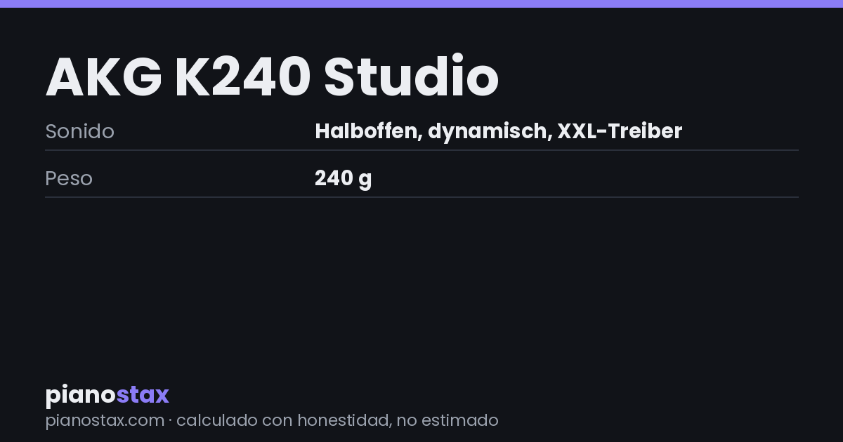 AKG K240 Studio – datos técnicos de un vistazo