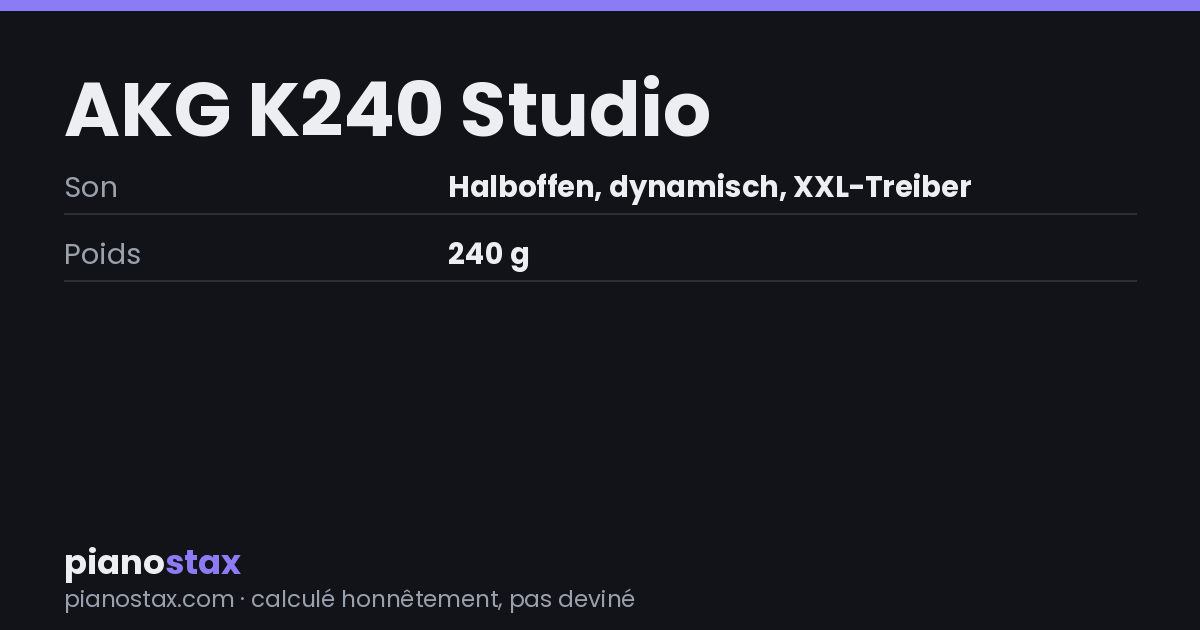AKG K240 Studio – caractéristiques en un coup d’œil