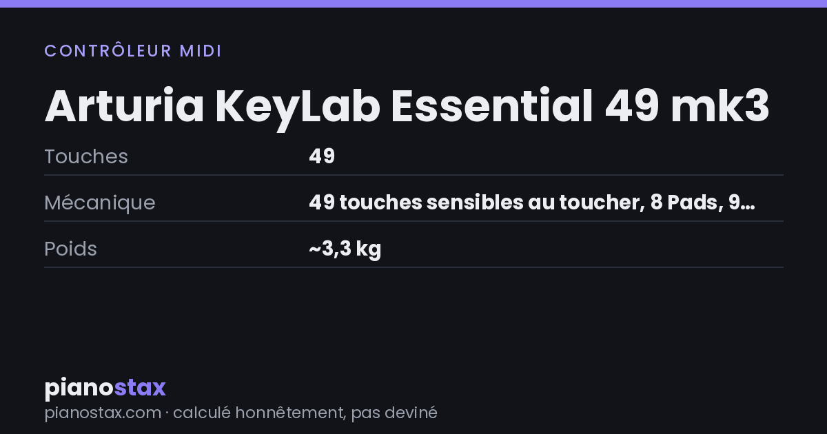 Arturia KeyLab Essential 49 mk3 – caractéristiques en un coup d’œil