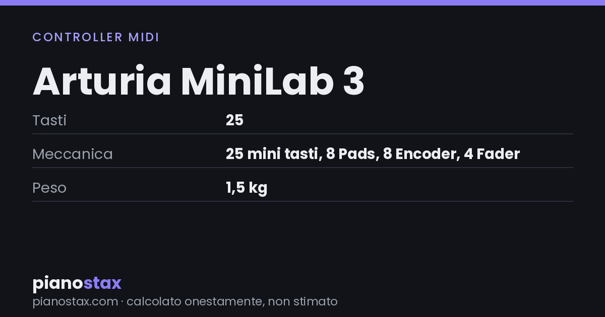 Arturia MiniLab 3 – dati tecnici in sintesi