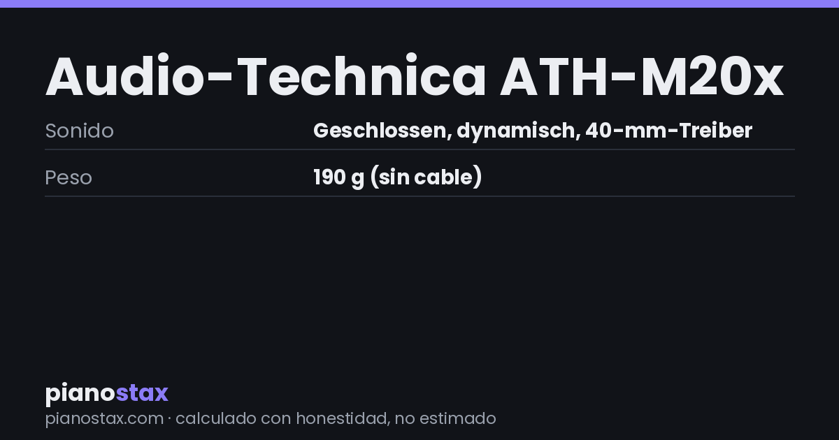 Audio-Technica ATH-M20x – datos técnicos de un vistazo