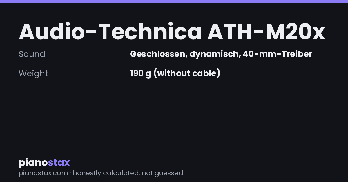 Audio-Technica ATH-M20x – key specs at a glance