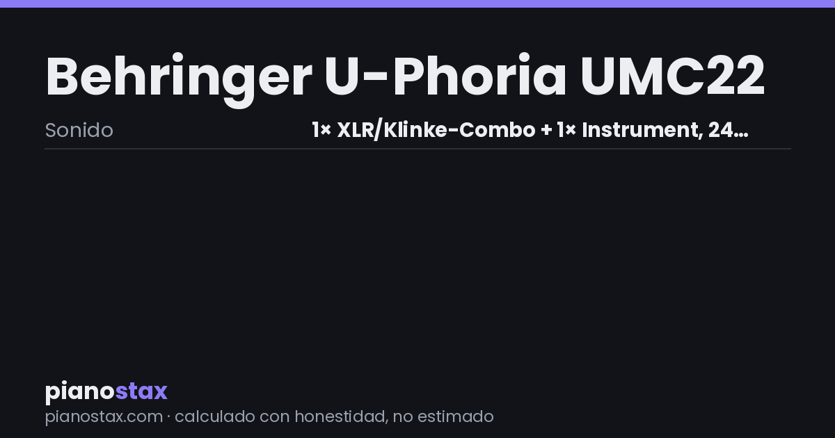 Behringer U-Phoria UMC22 – datos técnicos de un vistazo