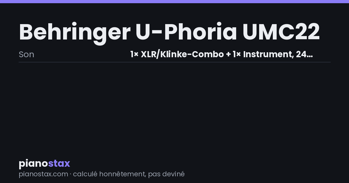 Behringer U-Phoria UMC22 – caractéristiques en un coup d’œil