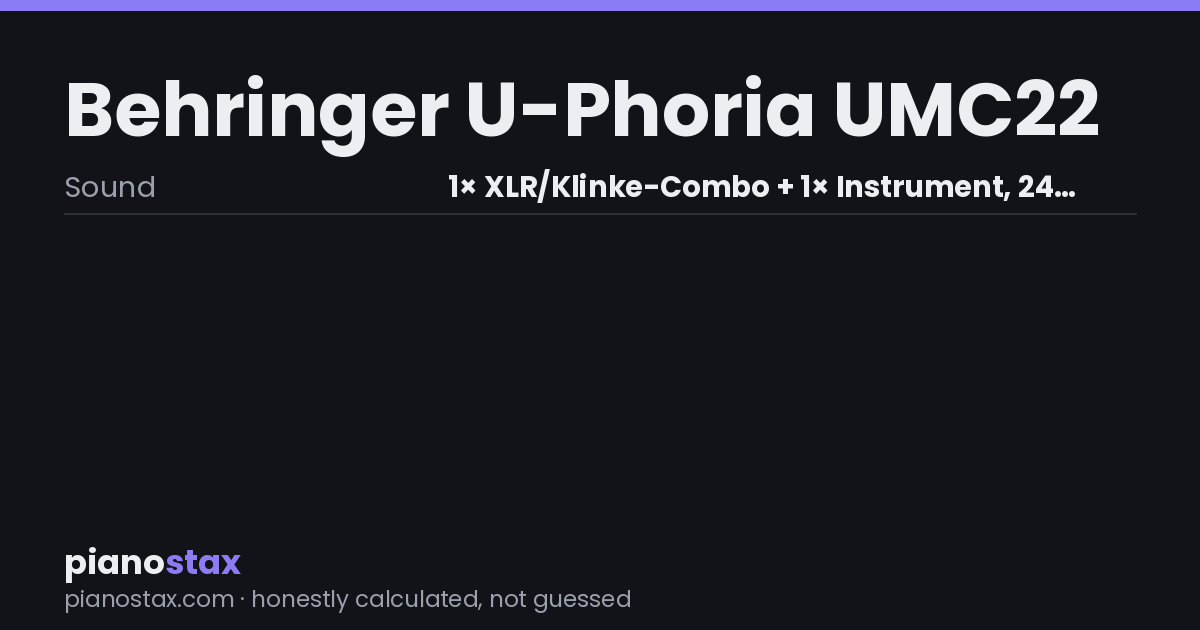 Behringer U-Phoria UMC22 – key specs at a glance