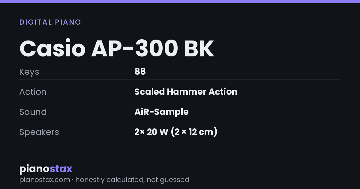 Casio AP-300 BK – key specs at a glance