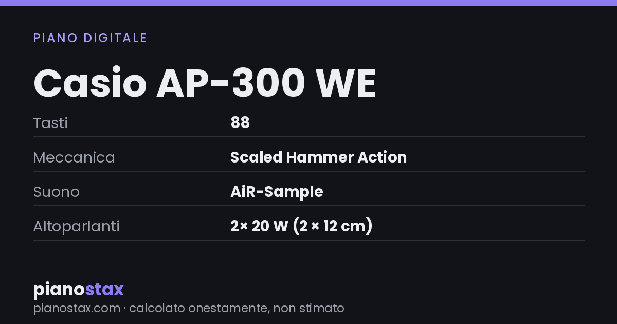 Casio AP-300 WE – dati tecnici in sintesi