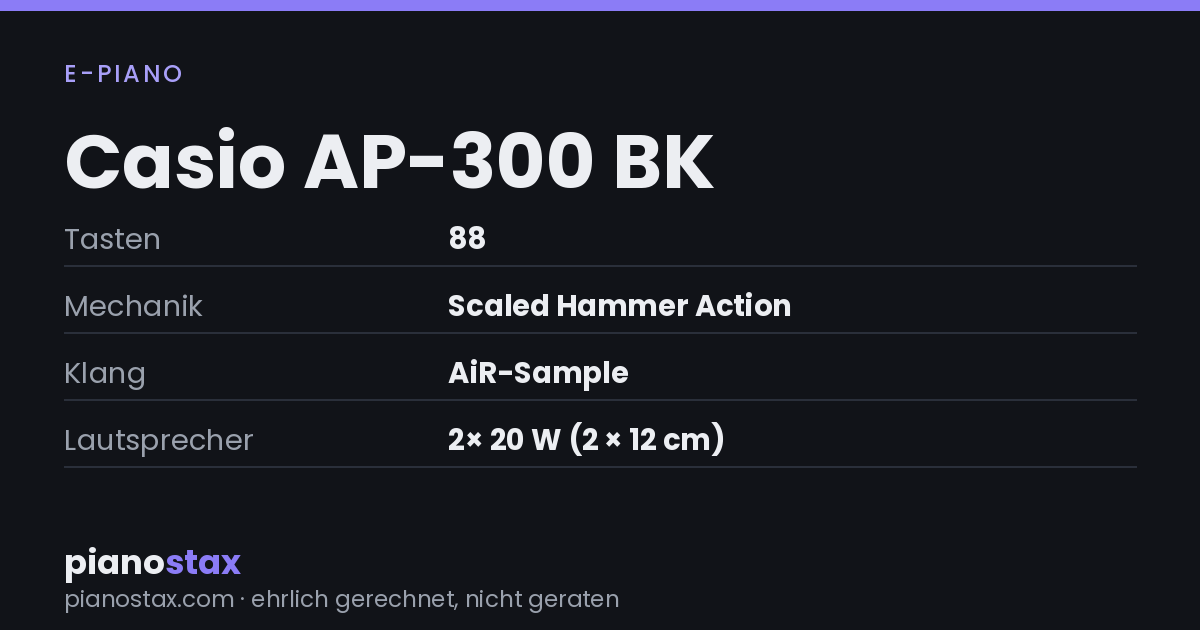 Casio AP-300 BK – technische Daten im Überblick
