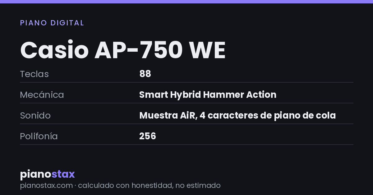 Casio AP-750 WE – datos técnicos de un vistazo