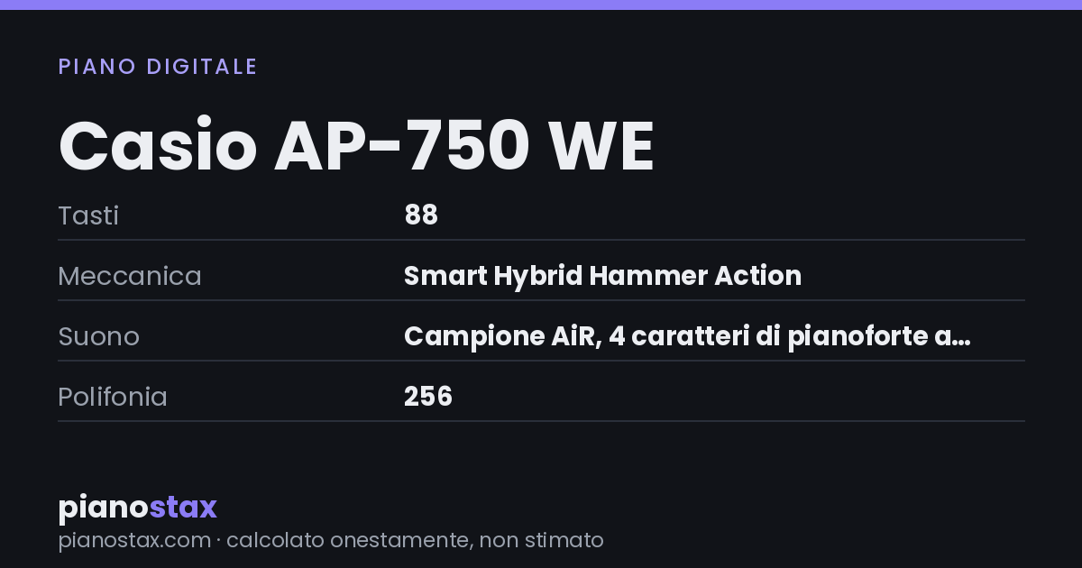 Casio AP-750 WE – dati tecnici in sintesi