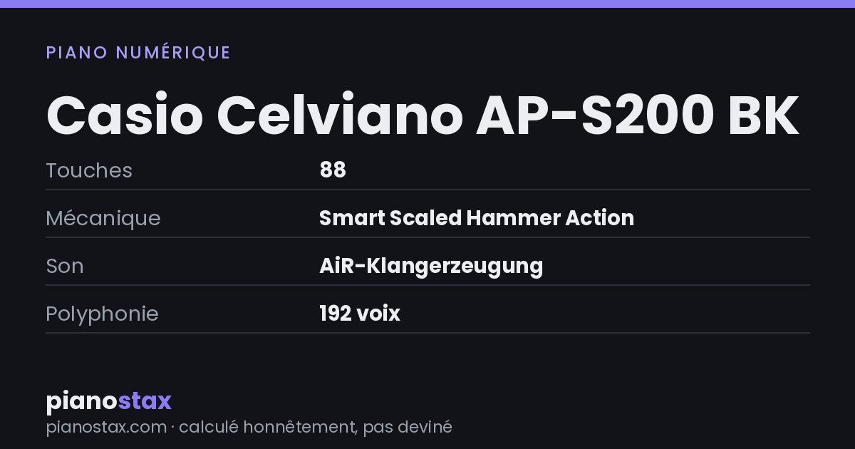 Casio Celviano AP-S200 BK – caractéristiques en un coup d’œil