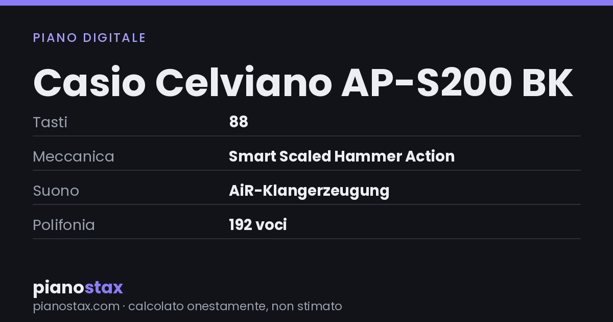 Casio Celviano AP-S200 BK – dati tecnici in sintesi