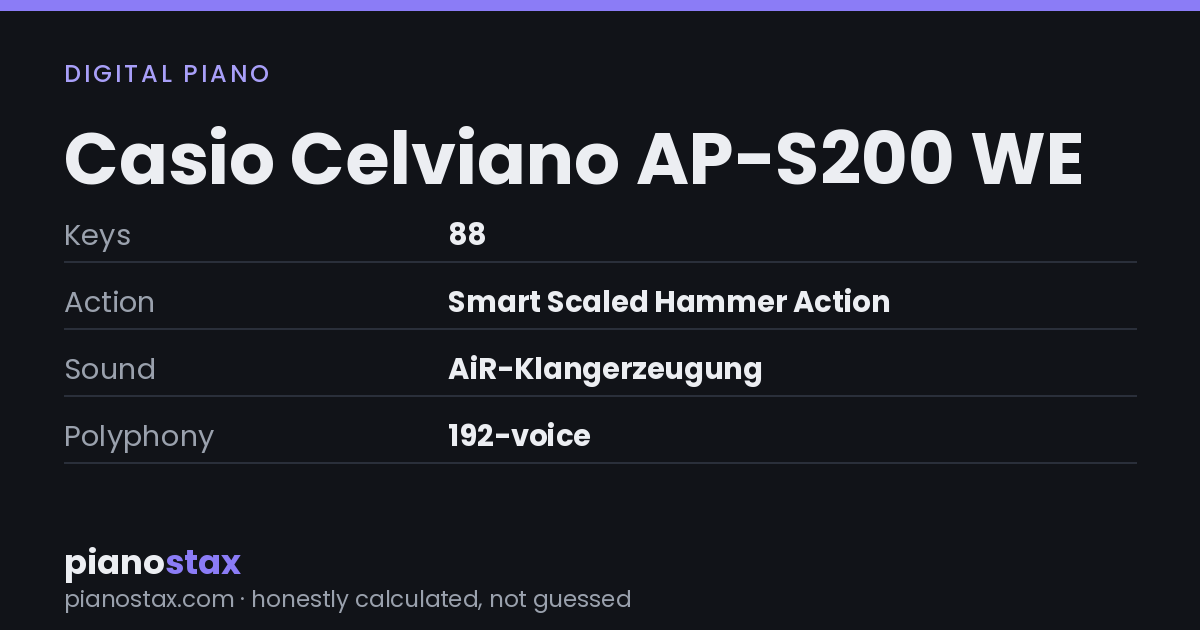 Casio Celviano AP-S200 WE – key specs at a glance