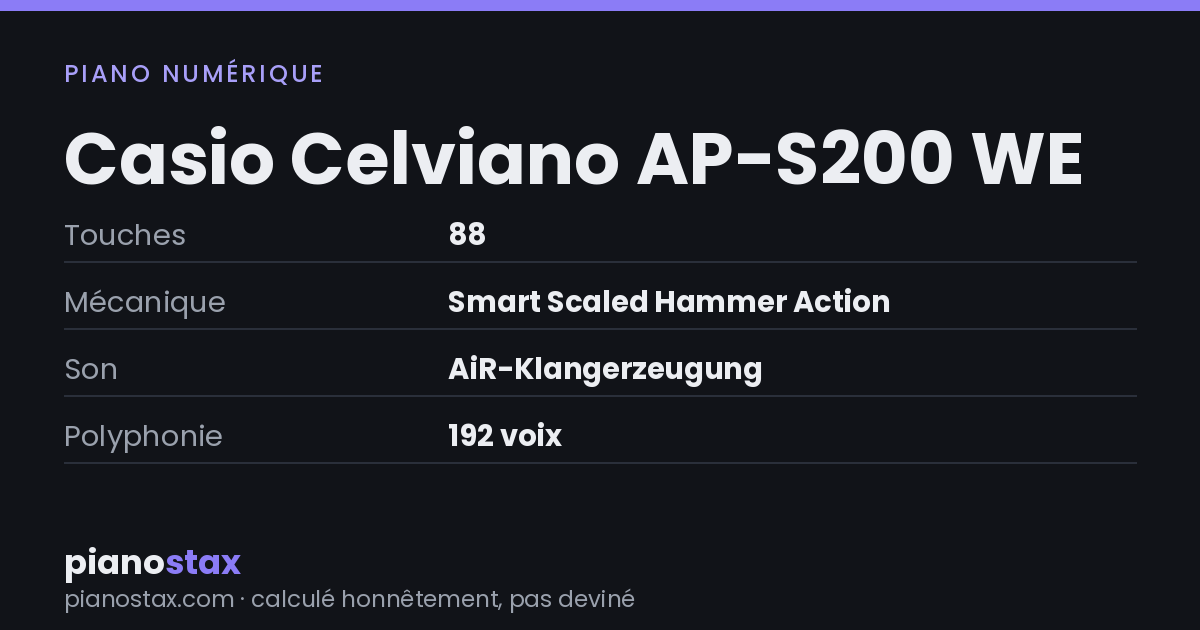 Casio Celviano AP-S200 WE – caractéristiques en un coup d’œil