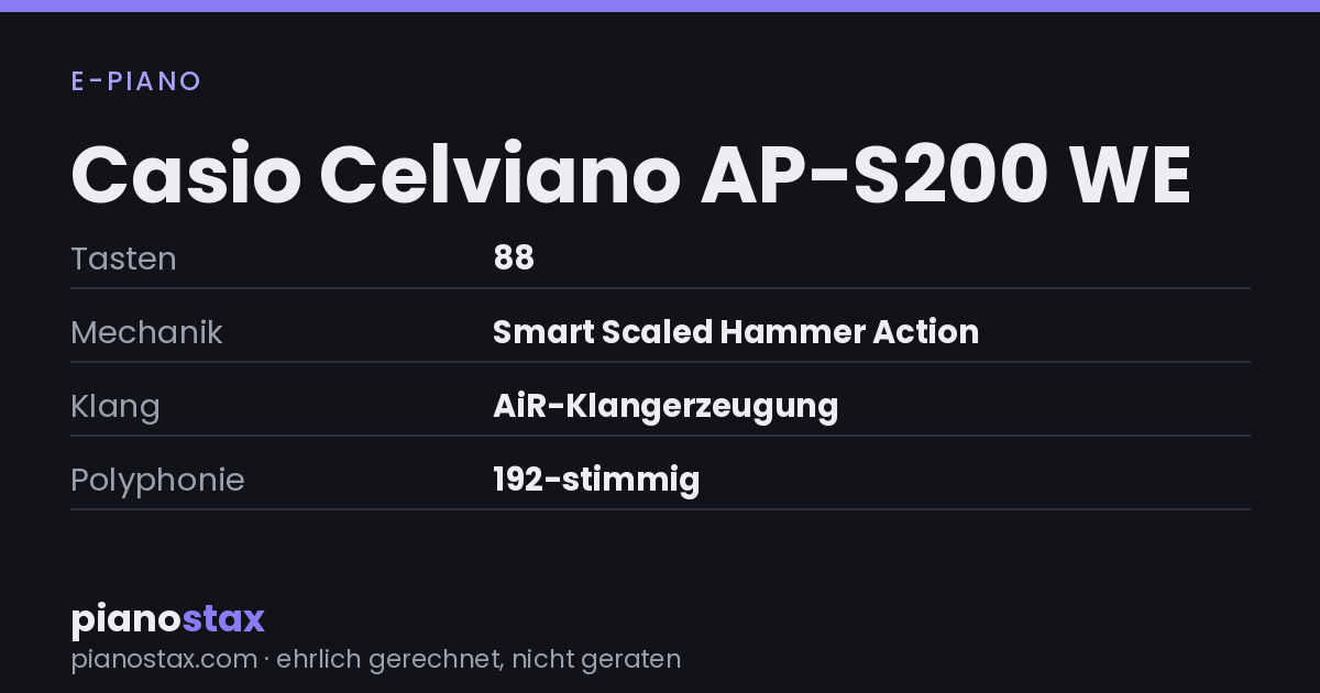 Casio Celviano AP-S200 WE – technische Daten im Überblick