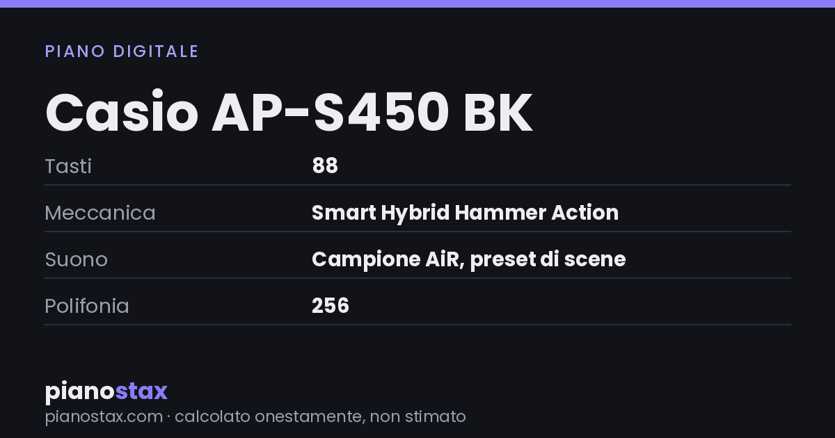 Casio AP-S450 BK – dati tecnici in sintesi