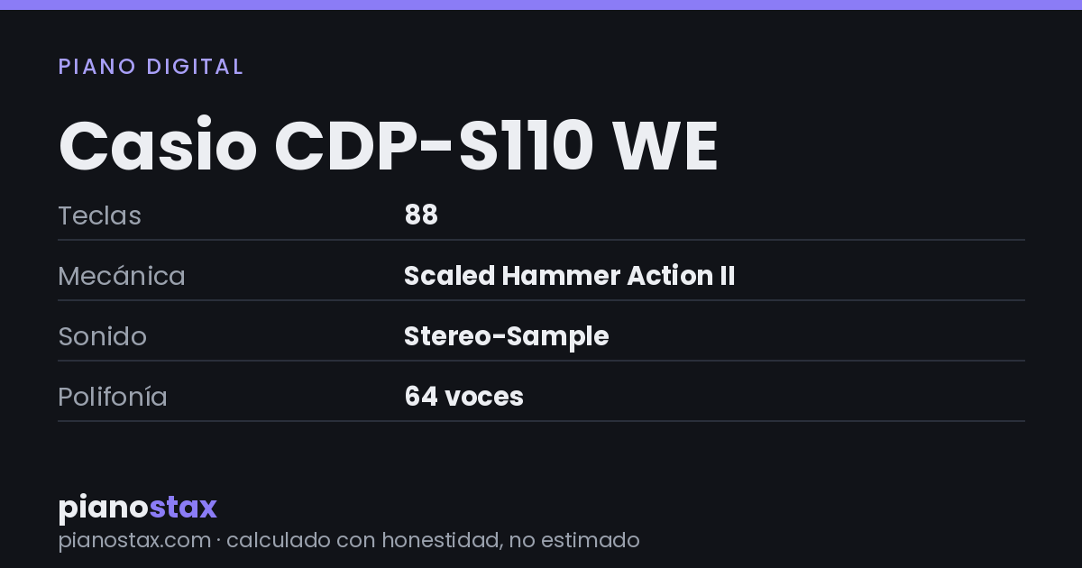 Casio CDP-S110 WE – datos técnicos de un vistazo