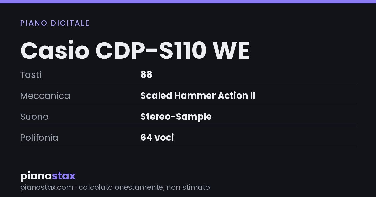 Casio CDP-S110 WE – dati tecnici in sintesi
