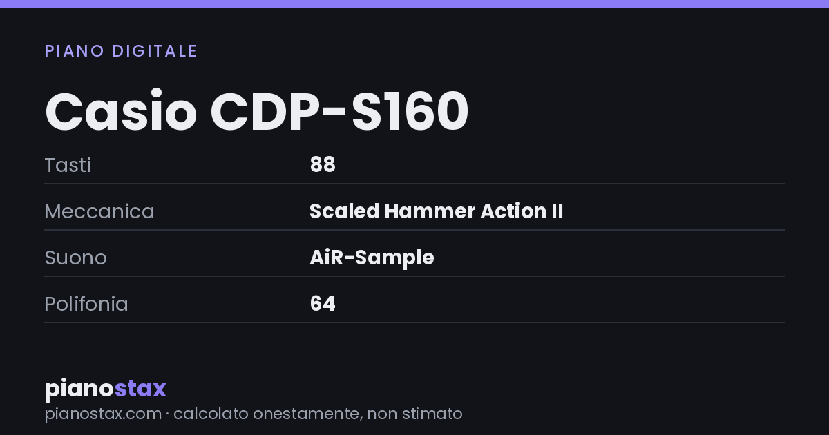 Casio CDP-S160 – dati tecnici in sintesi