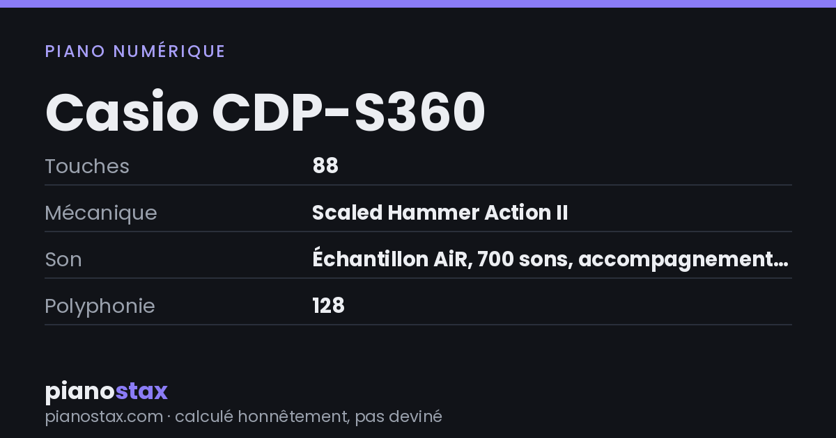 Casio CDP-S360 – caractéristiques en un coup d’œil