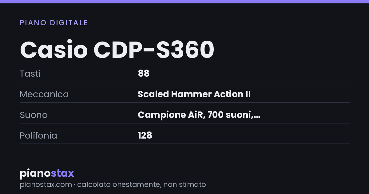 Casio CDP-S360 – dati tecnici in sintesi