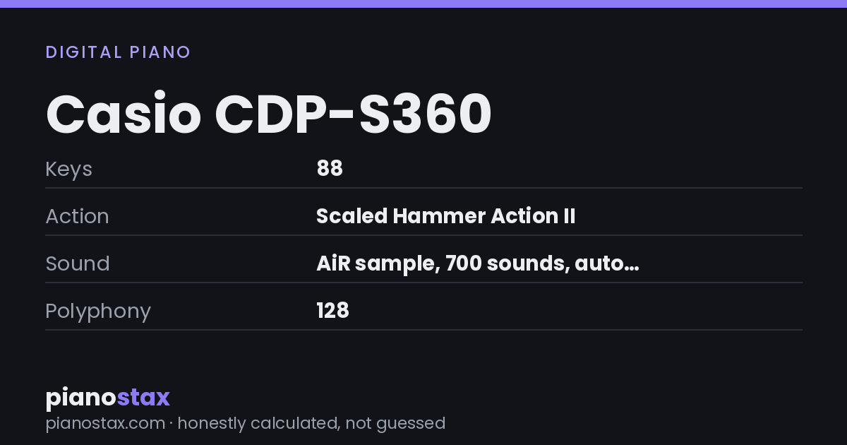 Casio CDP-S360 – key specs at a glance