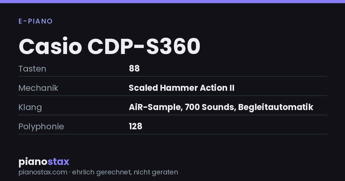 Casio CDP-S360 – technische Daten im Überblick
