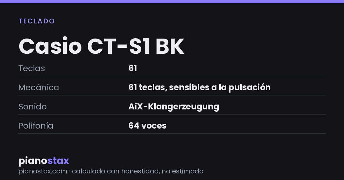 Casio CT-S1 BK – datos técnicos de un vistazo