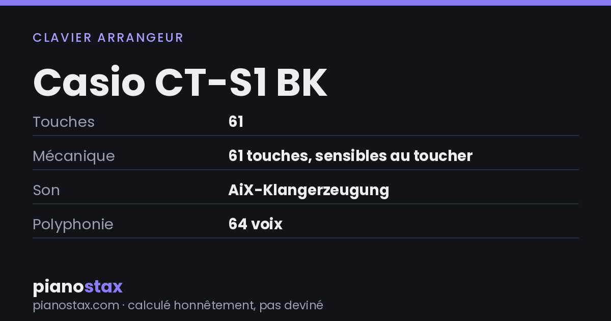 Casio CT-S1 BK – caractéristiques en un coup d’œil
