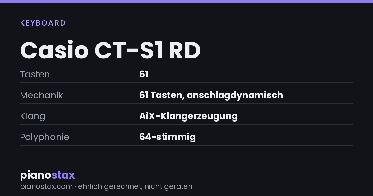Casio CT-S1 RD – technische Daten im Überblick