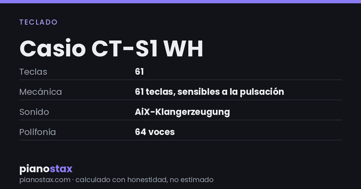 Casio CT-S1 WH – datos técnicos de un vistazo