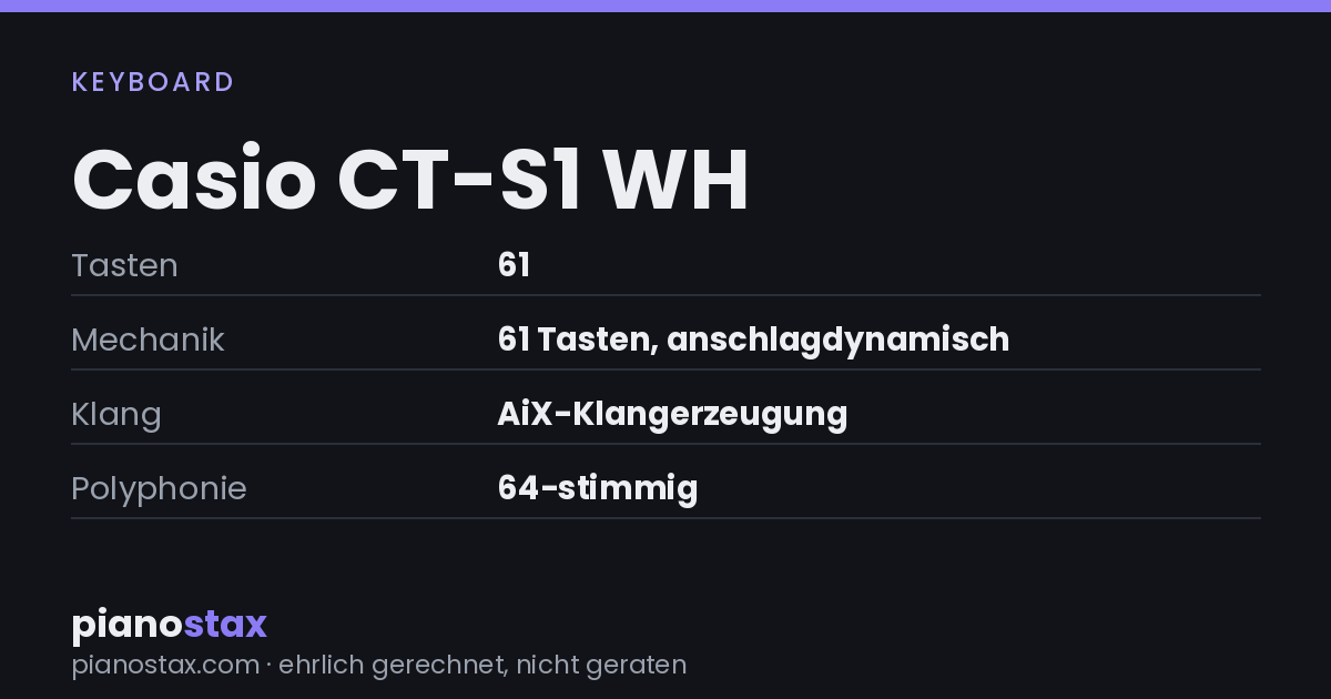 Casio CT-S1 WH – technische Daten im Überblick