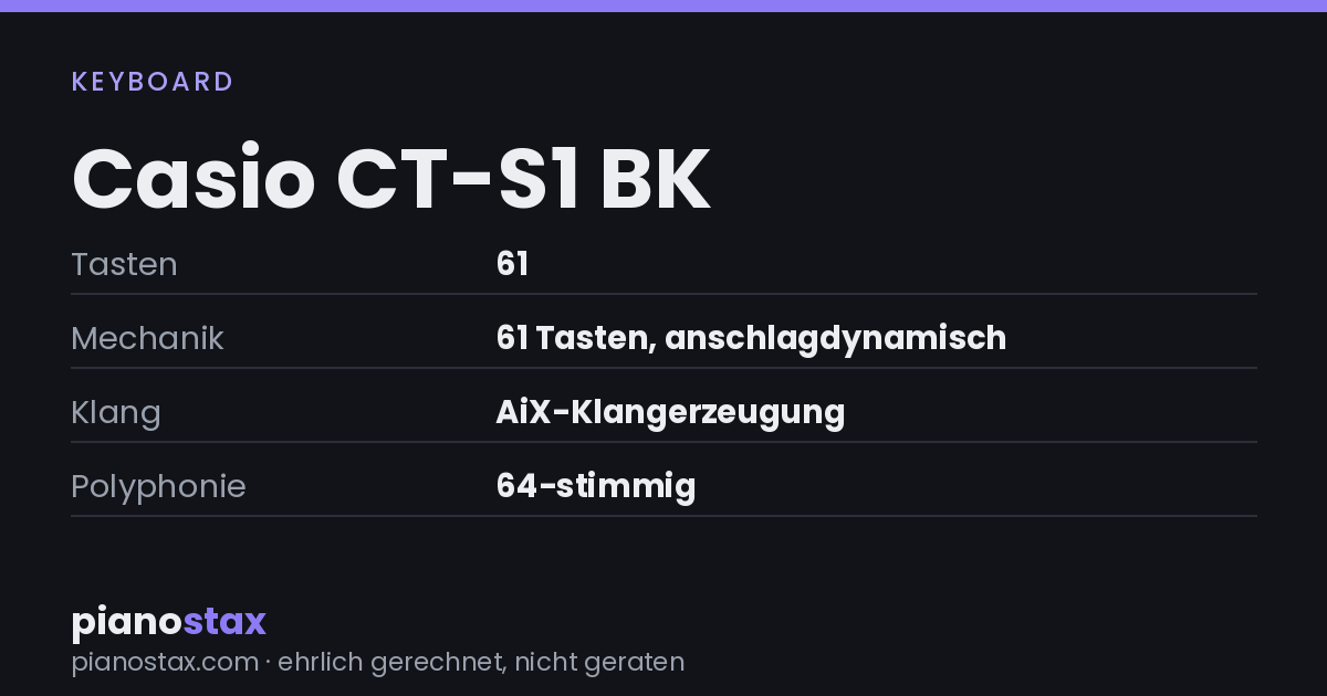 Casio CT-S1 BK – technische Daten im Überblick