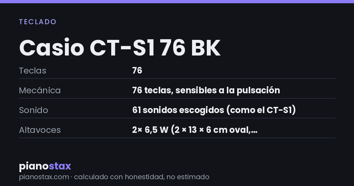 Casio CT-S1 76 BK – datos técnicos de un vistazo