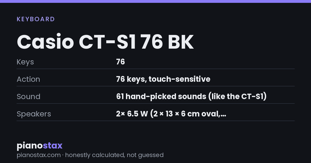 Casio CT-S1 76 BK – key specs at a glance