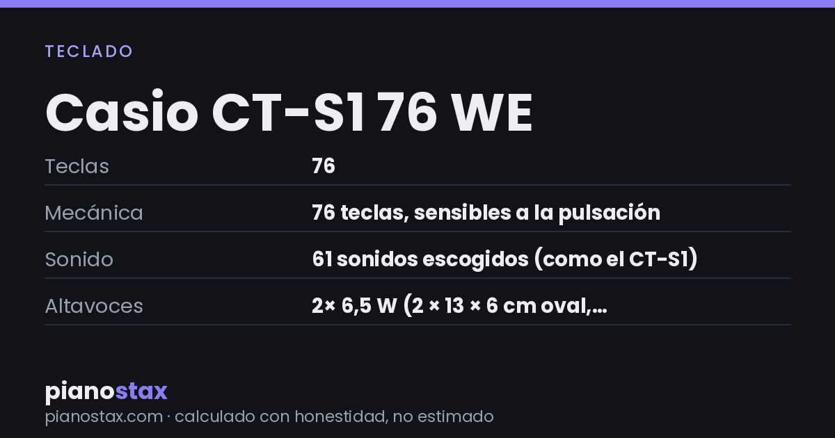 Casio CT-S1 76 WE – datos técnicos de un vistazo