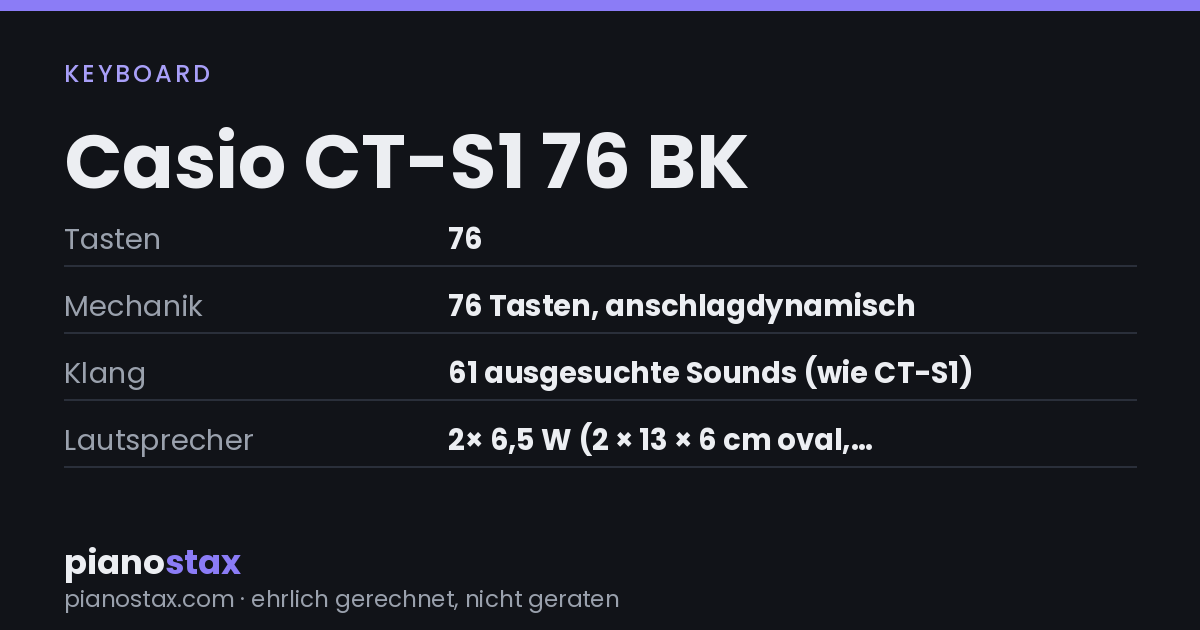 Casio CT-S1 76 BK – technische Daten im Überblick