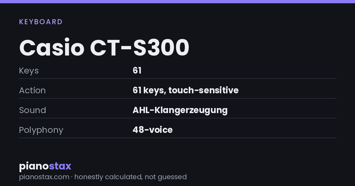 Casio CT-S300 – key specs at a glance