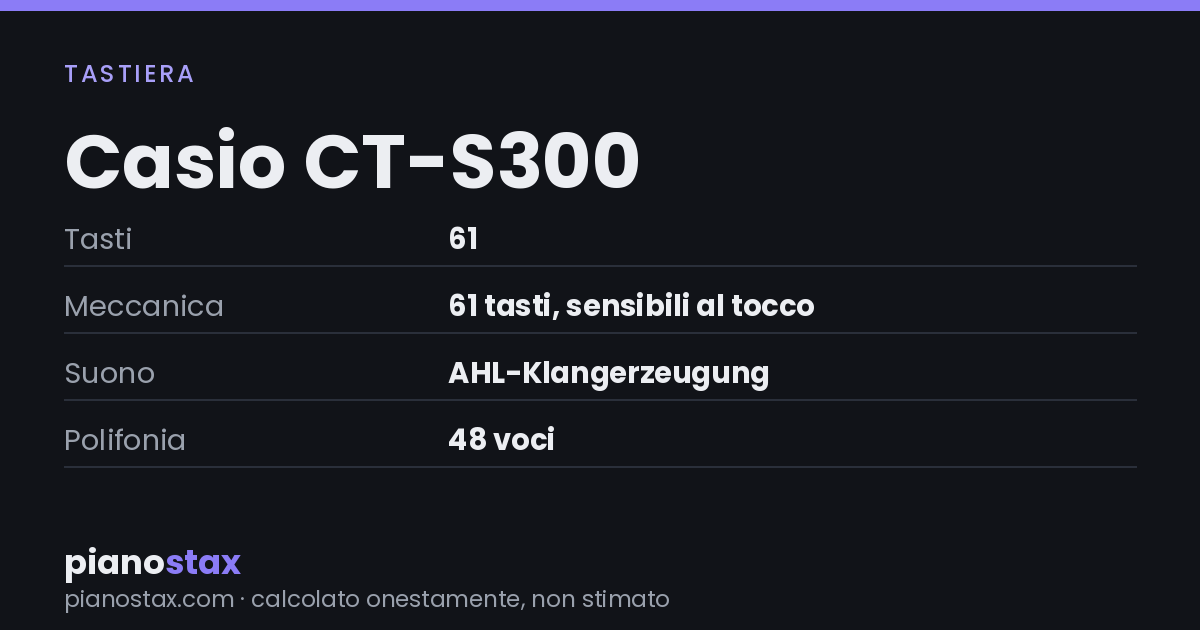 Casio CT-S300 – dati tecnici in sintesi