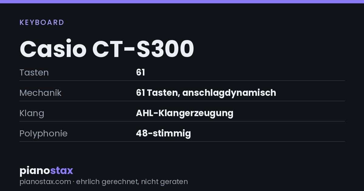 Casio CT-S300 – technische Daten im Überblick