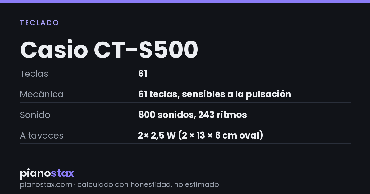 Casio CT-S500 – datos técnicos de un vistazo