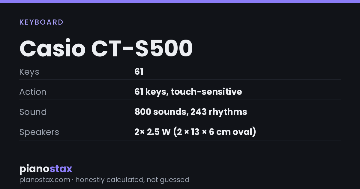 Casio CT-S500 – key specs at a glance
