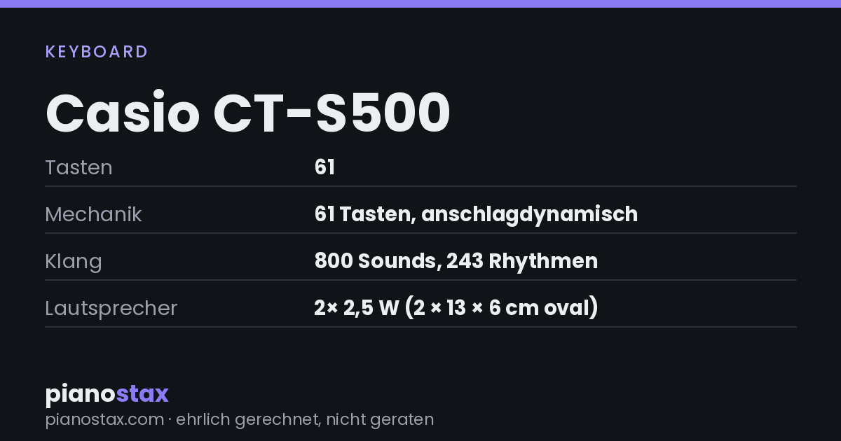 Casio CT-S500 – technische Daten im Überblick