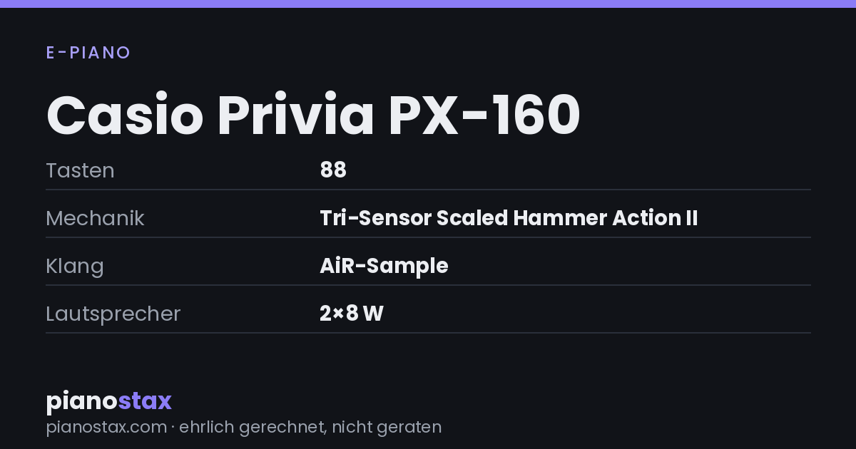 Casio Privia PX-160 – technische Daten im Überblick