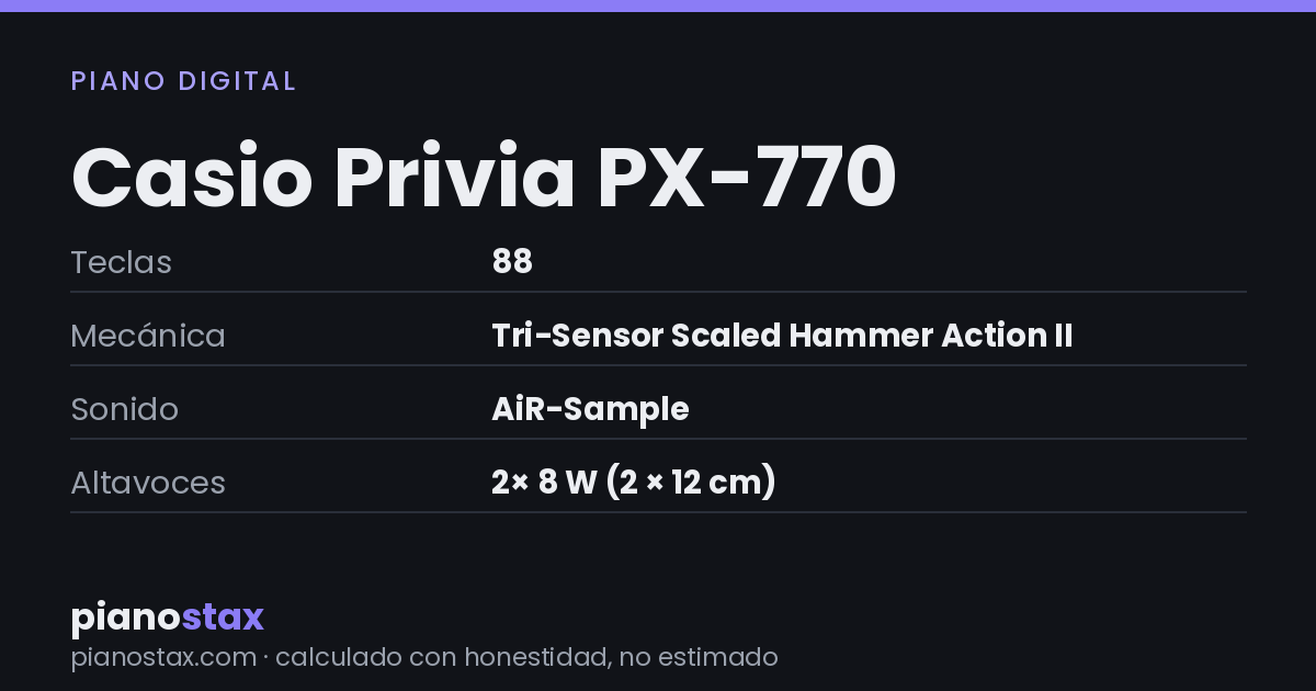 Casio Privia PX-770 – datos técnicos de un vistazo