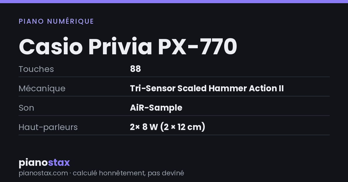 Casio Privia PX-770 – caractéristiques en un coup d’œil