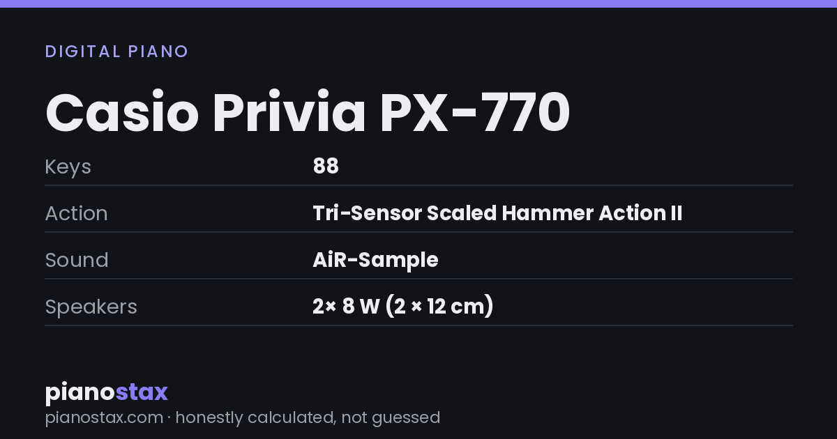 Casio Privia PX-770 – key specs at a glance